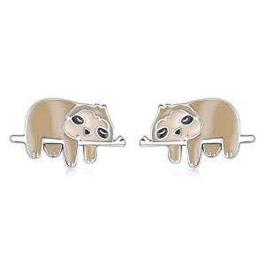 Estos aretes de tuerca estilo Pandora con lindos perezosos - SCE1280 (imagen para) Estos aretes de tuerca estilo Pandora con lindos perezosos - SCE1280