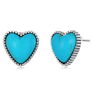 (imagen para) Estos aretes de tuerca estilo Pandora Love Turquoise - BSE591