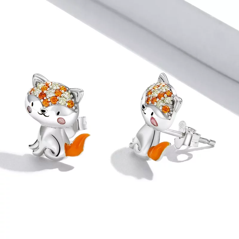 (imagen para) Estos aretes de tuerca estilo Pandora son adorables y tienen la forma de un zorr - Ver 3