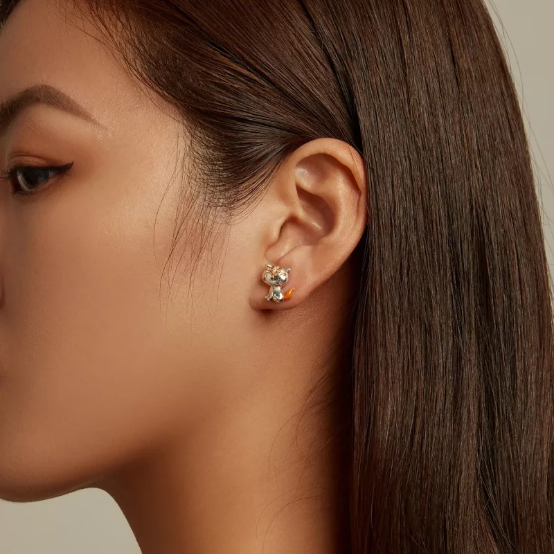 (imagen para) Estos aretes de tuerca estilo Pandora son adorables y tienen la forma de un zorr - Ver 6