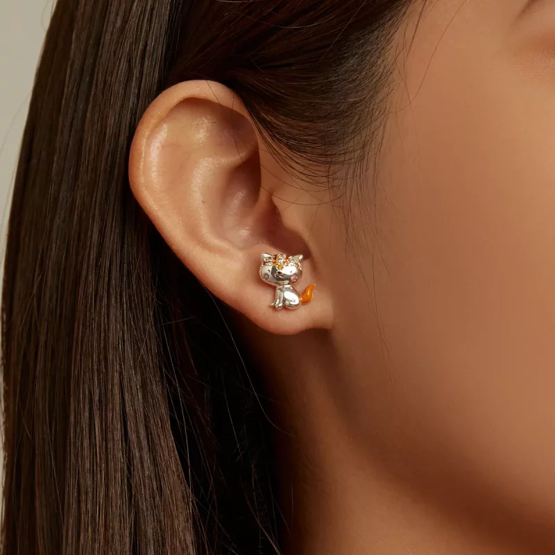 (imagen para) Estos aretes de tuerca estilo Pandora son adorables y tienen la forma de un zorr - Ver 7
