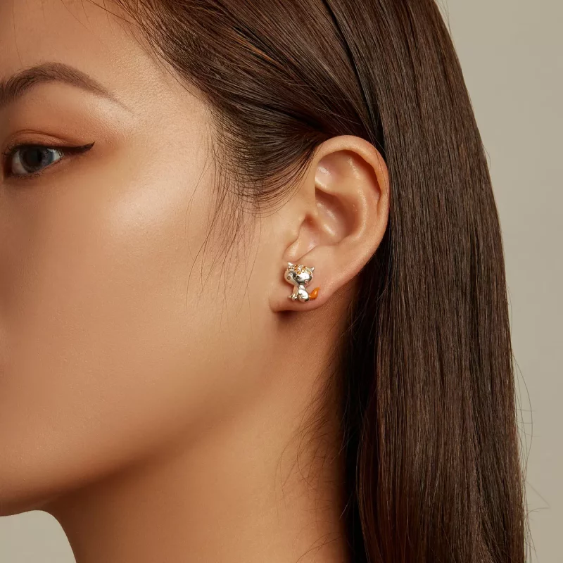 (imagen para) Estos aretes de tuerca estilo Pandora son adorables y tienen la forma de un zorr - Ver 8