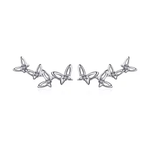 (imagen para) Estos aretes elegantes de estilo Pandora con diseño de mariposa danzante - BSE056