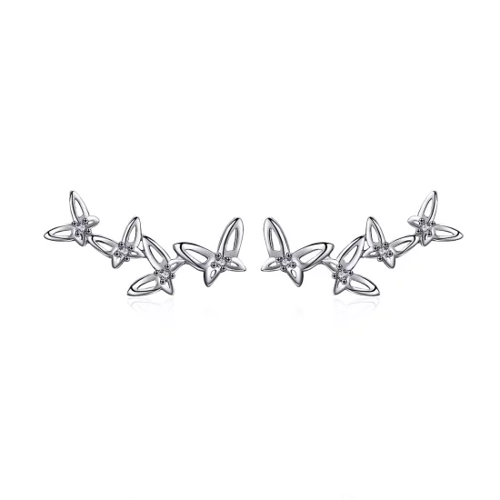 (imagen para) Estos aretes elegantes de estilo Pandora con diseño de mariposa danzante - BSE056