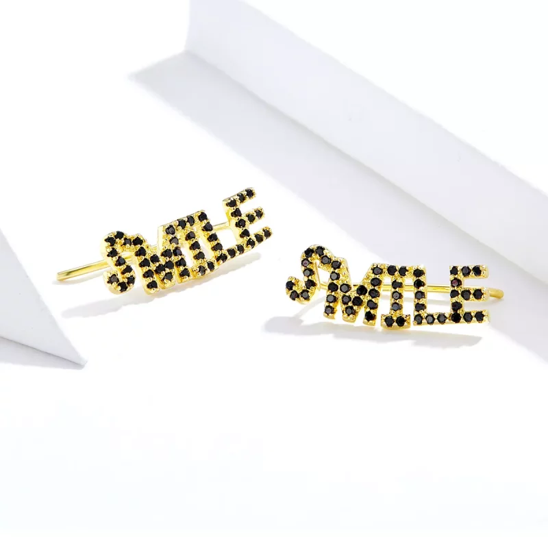 (imagen para) Estos aretes estilo Pandora con forma de sonrisa - SCE764 - Ver 2