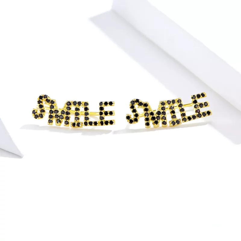 (imagen para) Estos aretes estilo Pandora con forma de sonrisa - SCE764 - Ver 3