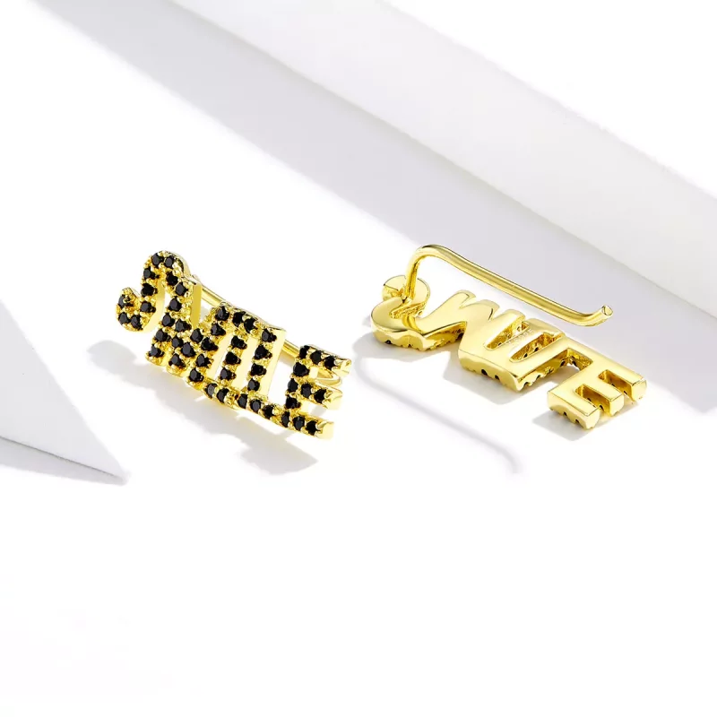(imagen para) Estos aretes estilo Pandora con forma de sonrisa - SCE764 - Ver 4