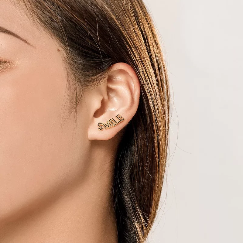 (imagen para) Estos aretes estilo Pandora con forma de sonrisa - SCE764 - Ver 5