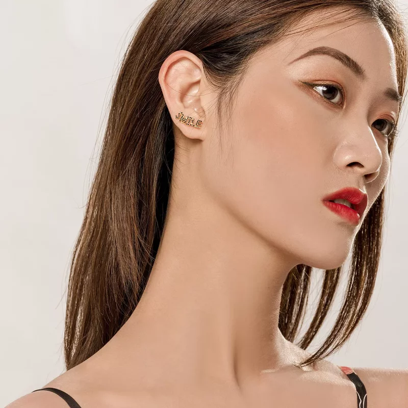 (imagen para) Estos aretes estilo Pandora con forma de sonrisa - SCE764 - Ver 7