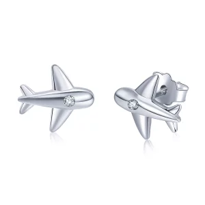 (imagen para) Estos aretes pequeños de estilo Pandora con forma de avión - VSE153