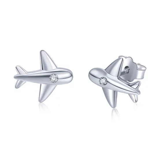 (imagen para) Estos aretes pequeños de estilo Pandora con forma de avión - VSE153