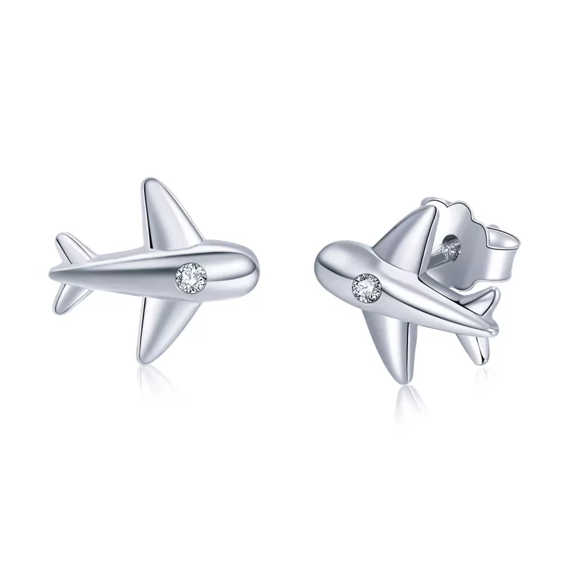 (imagen para) Estos aretes pequeños de estilo Pandora con forma de avión - VSE153