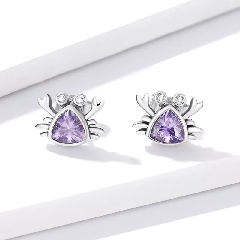 (imagen para) Estos aretes tipo Pandora en forma de cangrejo miniatura - BSE572 - Ver 2