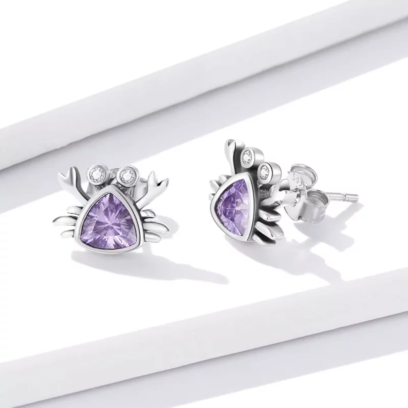 (imagen para) Estos aretes tipo Pandora en forma de cangrejo miniatura - BSE572 - Ver 3