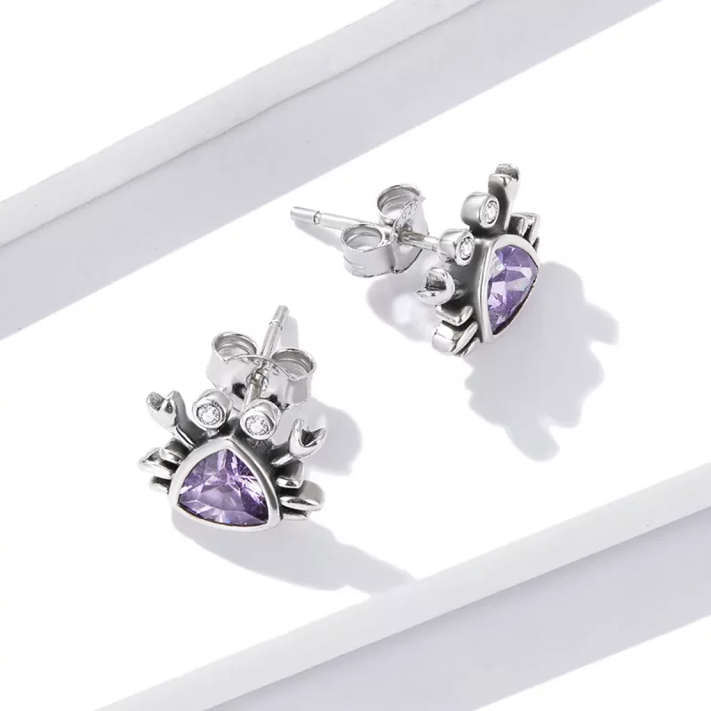 (imagen para) Estos aretes tipo Pandora en forma de cangrejo miniatura - BSE572 - Ver 4