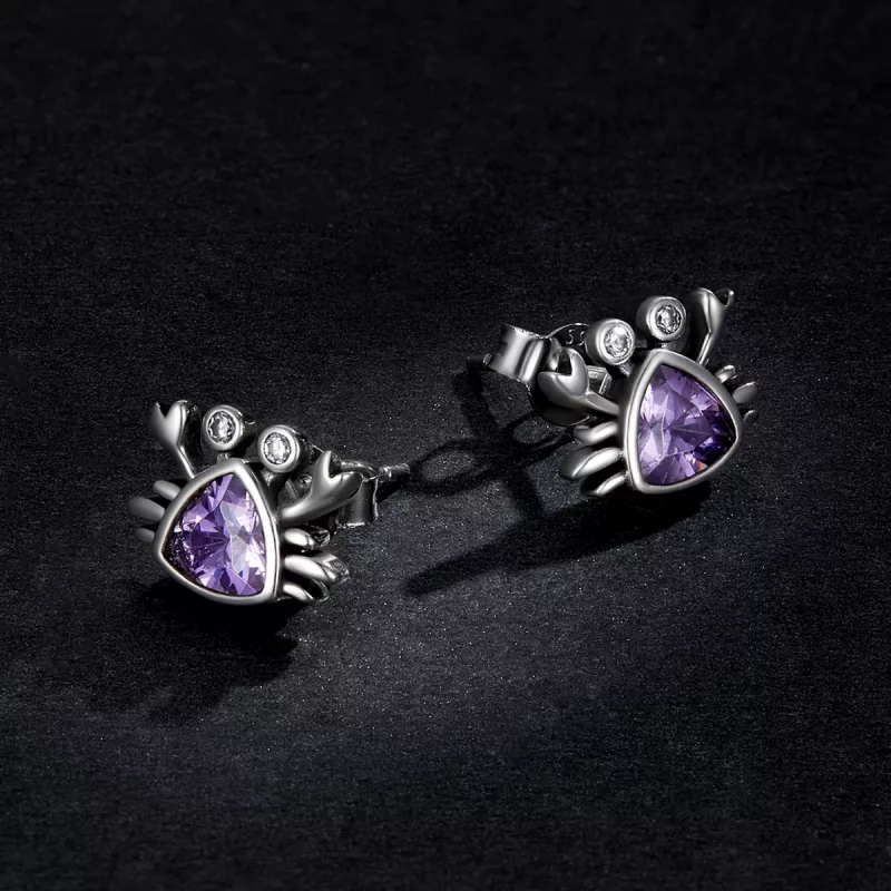 (imagen para) Estos aretes tipo Pandora en forma de cangrejo miniatura - BSE572 - Ver 5