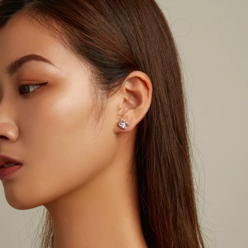 (imagen para) Estos aretes tipo Pandora en forma de cangrejo miniatura - BSE572 - Ver 7