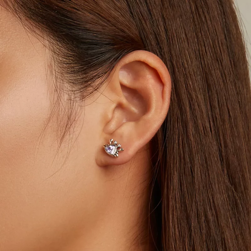 (imagen para) Estos aretes tipo Pandora en forma de cangrejo miniatura - BSE572 - Ver 8