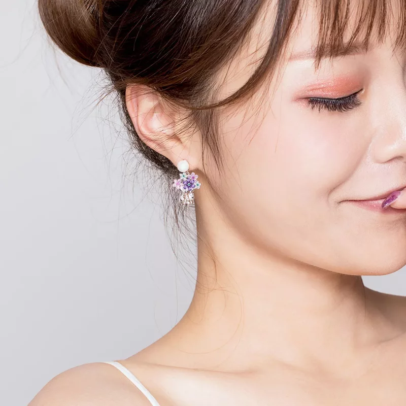 (imagen para) Estos pendientes de botón estilo Pandora con flores - BSE152 - Ver 7