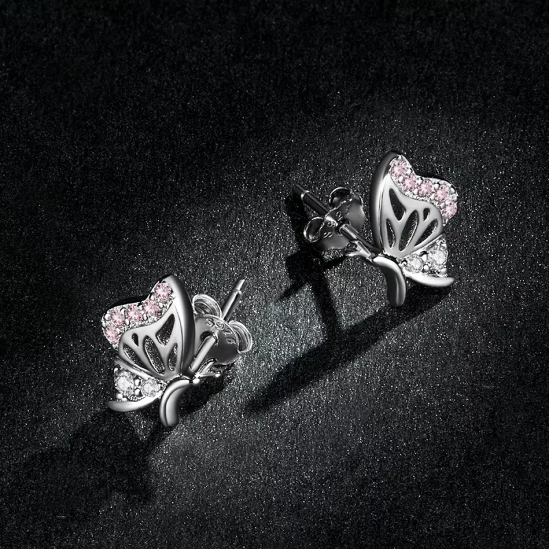 (imagen para) Estos pendientes de mariposa delicados estilo Pandora - BSE574 - Ver 5