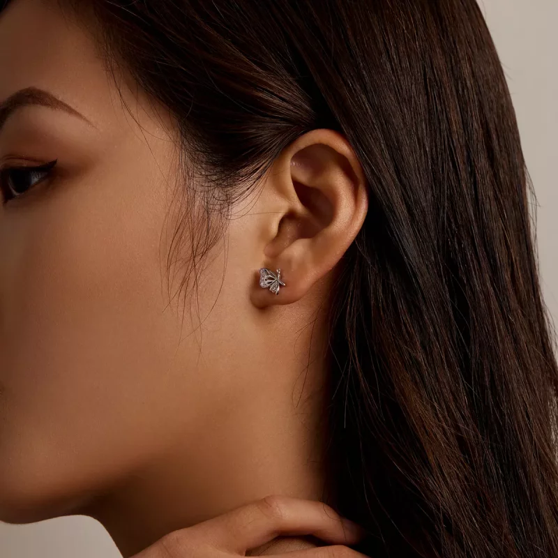 (imagen para) Estos pendientes de mariposa delicados estilo Pandora - BSE574 - Ver 7