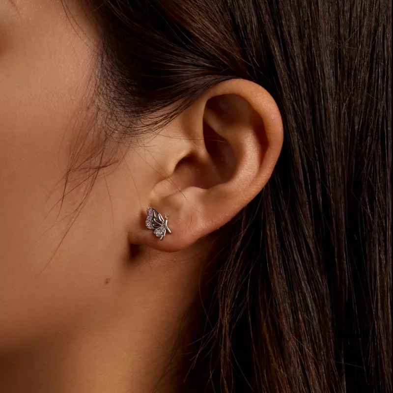 (imagen para) Estos pendientes de mariposa delicados estilo Pandora - BSE574 - Ver 8