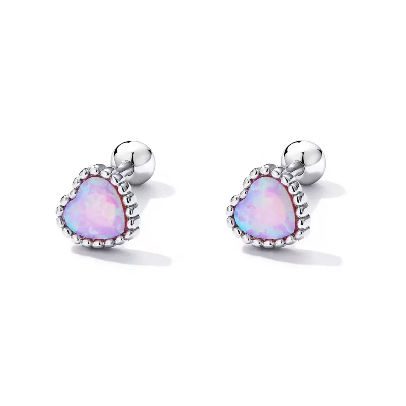 (imagen para) Estos son los aretes de perno Pandora Style Opal Love - SCE1383 - Ver 2