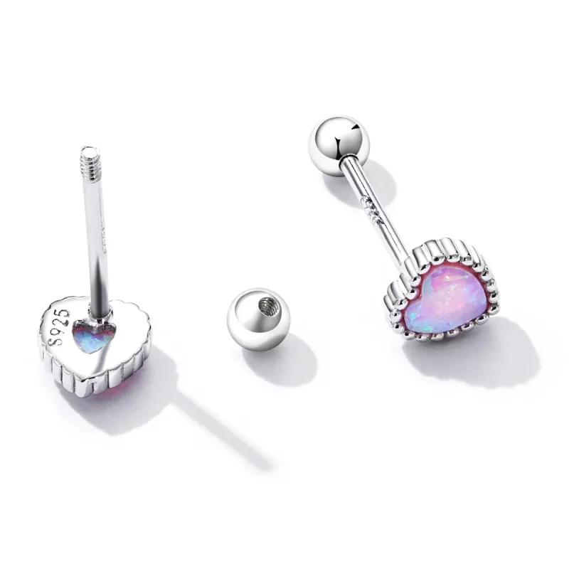 (imagen para) Estos son los aretes de perno Pandora Style Opal Love - SCE1383 - Ver 3