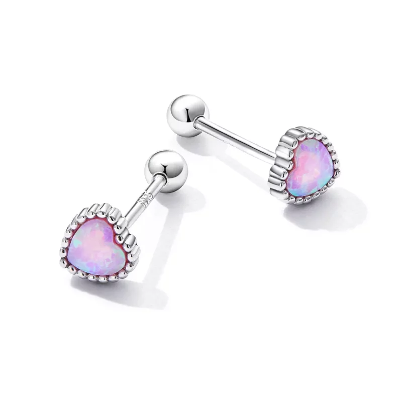 (imagen para) Estos son los aretes de perno Pandora Style Opal Love - SCE1383 - Ver 4
