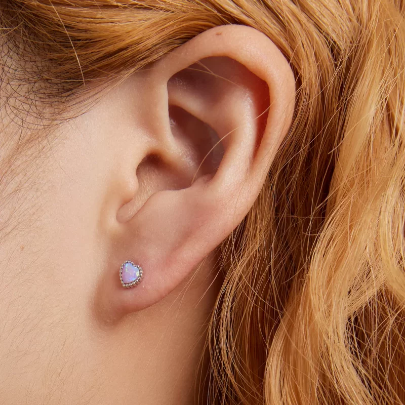 (imagen para) Estos son los aretes de perno Pandora Style Opal Love - SCE1383 - Ver 5