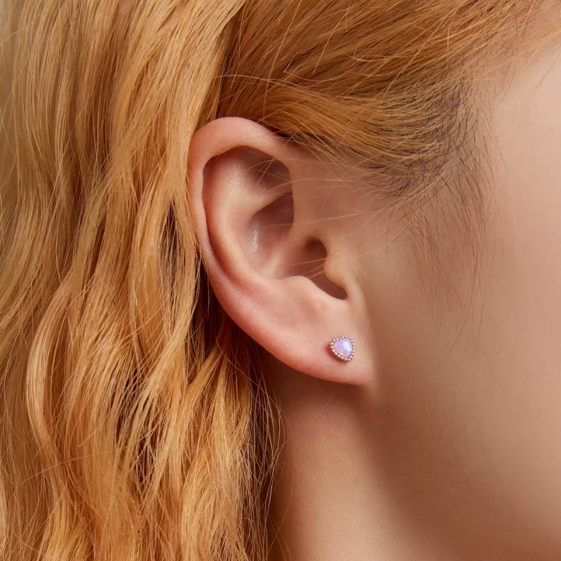 (imagen para) Estos son los aretes de perno Pandora Style Opal Love - SCE1383 - Ver 6