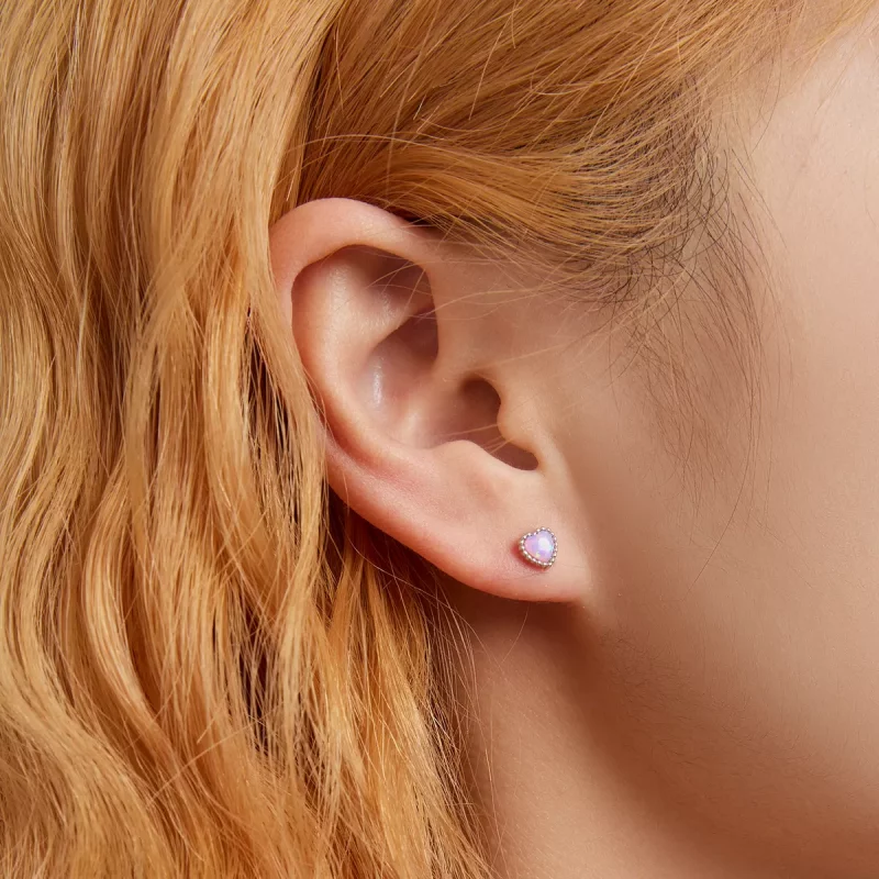 (imagen para) Estos son los aretes de perno Pandora Style Opal Love - SCE1383 - Ver 7