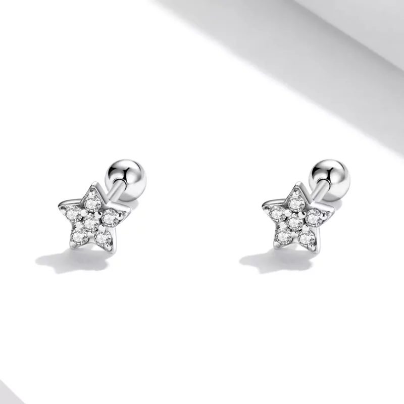 (imagen para) Estos son los pendientes de botón estilo Pandora con forma de estrella brillante - Ver 2