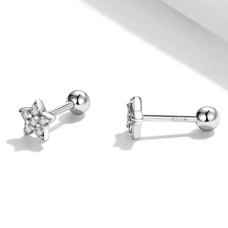 (imagen para) Estos son los pendientes de botón estilo Pandora con forma de estrella brillante - Ver 3