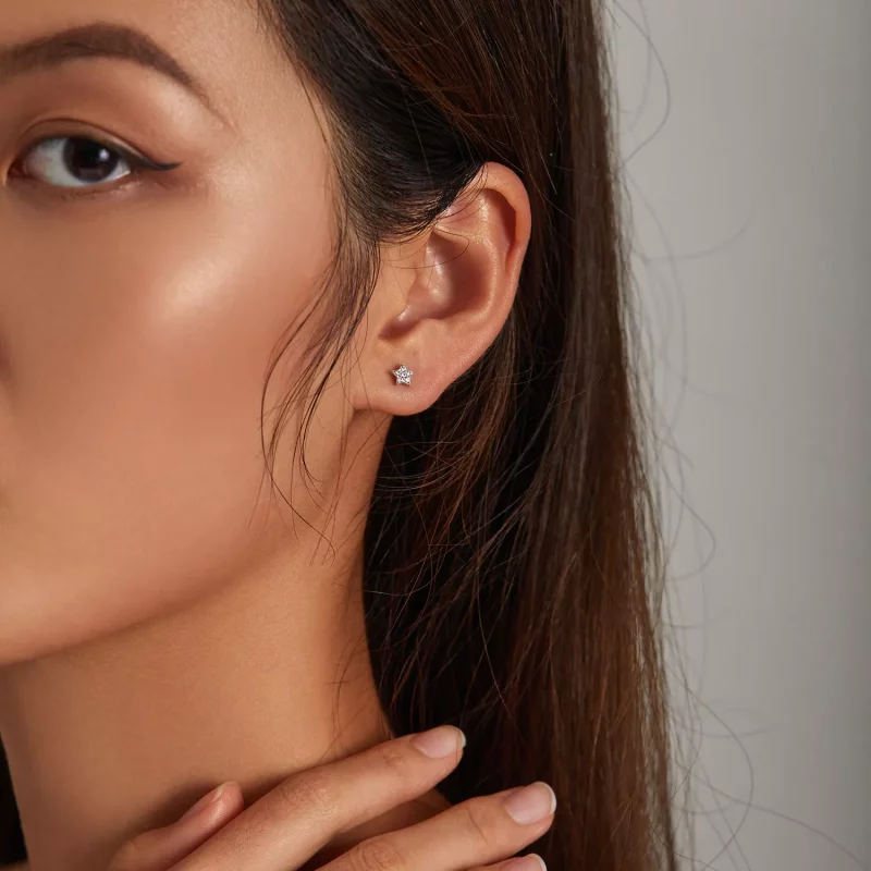 (imagen para) Estos son los pendientes de botón estilo Pandora con forma de estrella brillante - Ver 5