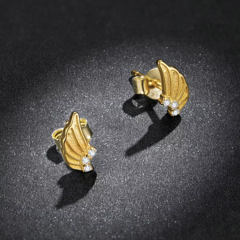 (imagen para) Estos son los Pendientes de Estilo Pandora con Alas Doradas - BSE524 - Ver 5