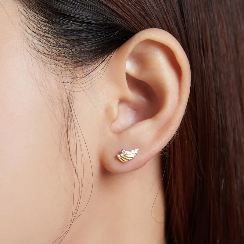 (imagen para) Estos son los Pendientes de Estilo Pandora con Alas Doradas - BSE524 - Ver 6