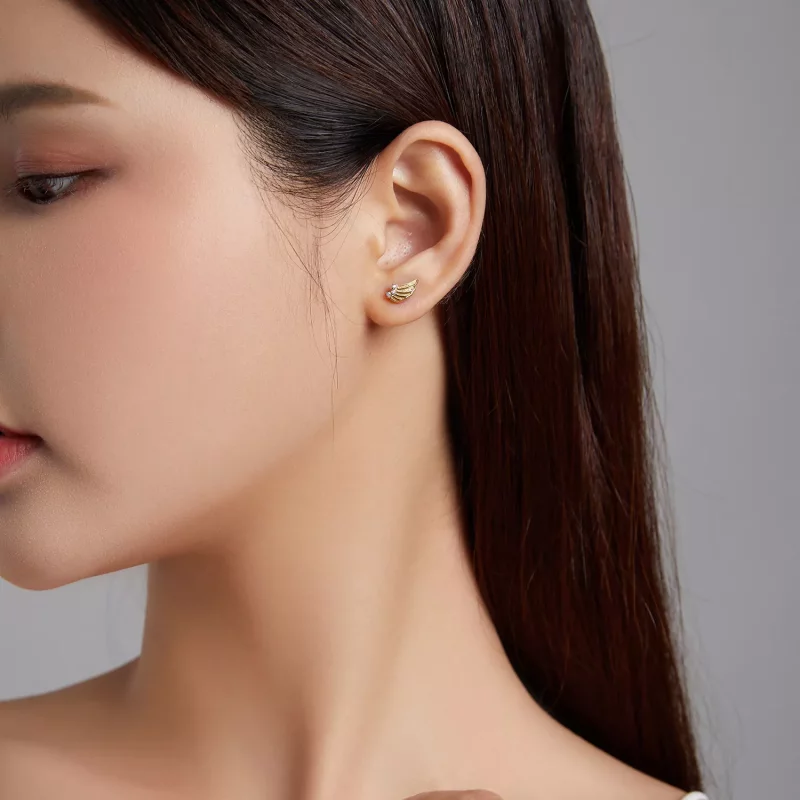 (imagen para) Estos son los Pendientes de Estilo Pandora con Alas Doradas - BSE524 - Ver 7