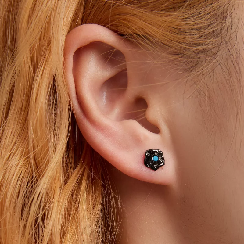 (imagen para) Nuestros exquisitos Pendientes de Rosas Negras al estilo Pandora - SCE1401 - Ver 5