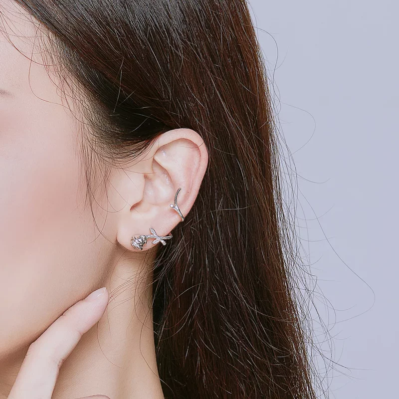 (imagen para) Pendientes de botón con estilo Pandora y rosas - BSE238 - Ver 3