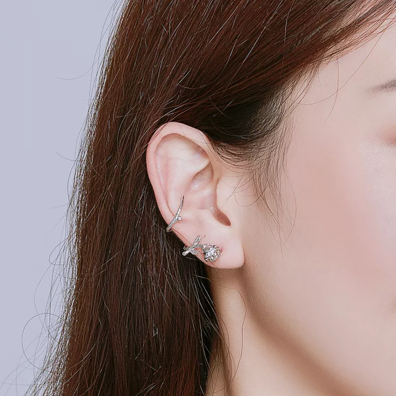 (imagen para) Pendientes de botón con estilo Pandora y rosas - BSE238 - Ver 4