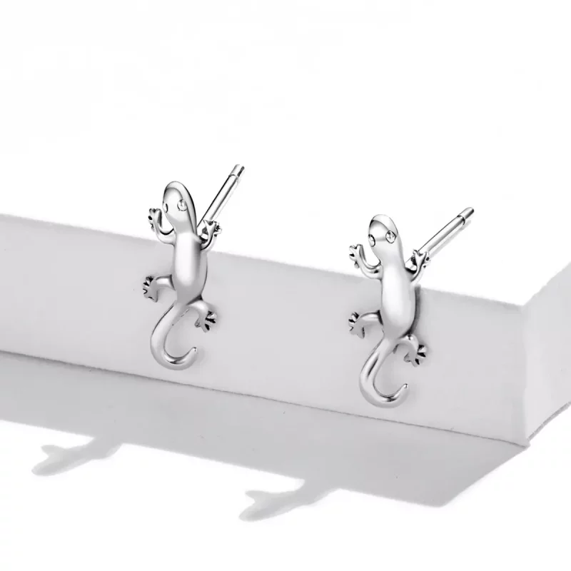 (imagen para) Pendientes de botón creativos estilo Pandora con forma de gecko - SCE1292 - Ver 2