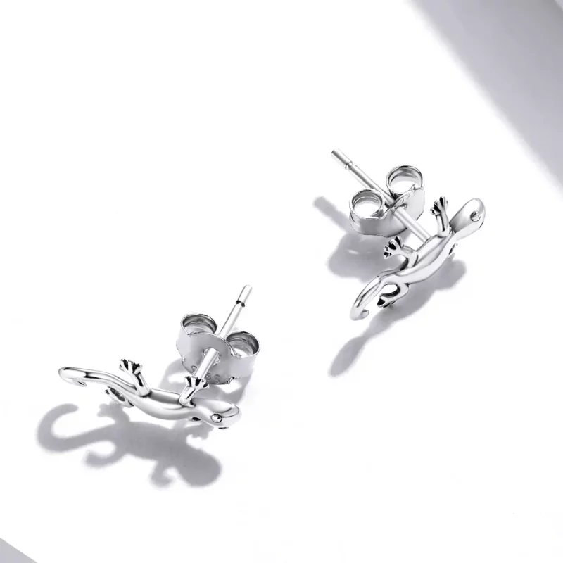 (imagen para) Pendientes de botón creativos estilo Pandora con forma de gecko - SCE1292 - Ver 4