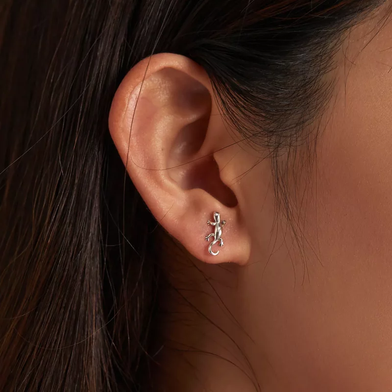 (imagen para) Pendientes de botón creativos estilo Pandora con forma de gecko - SCE1292 - Ver 7