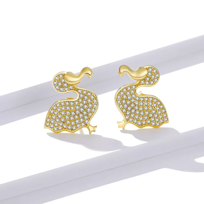 (imagen para) Pendientes de botón de estilo Pandora con diseño de ave dodo - BSE370 - Ver 2