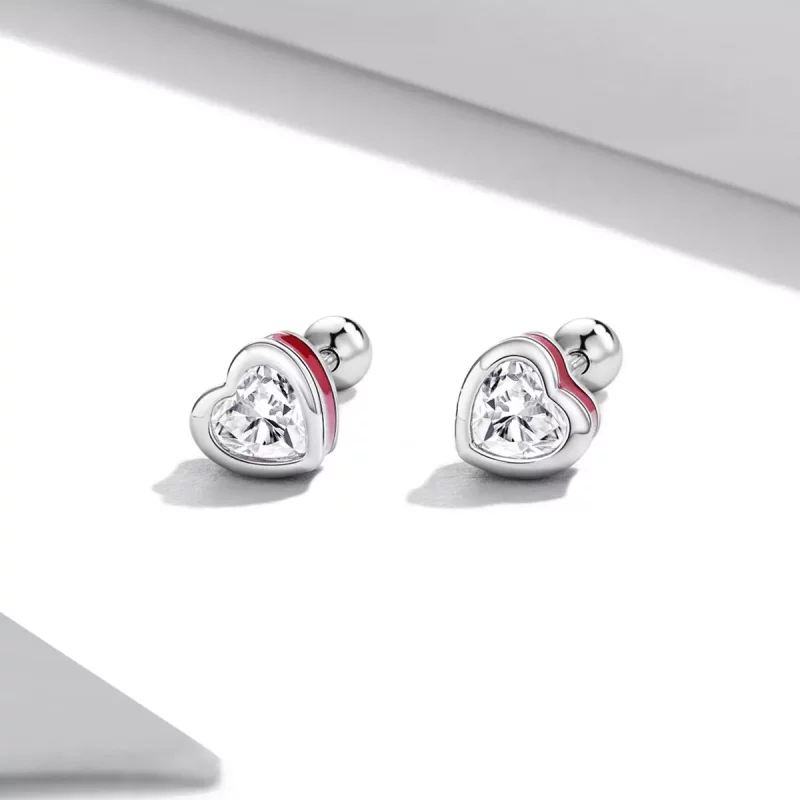 (imagen para) Pendientes de botón de estilo Pandora con diseño simple de amor - SCE1352-VT - Ver 2