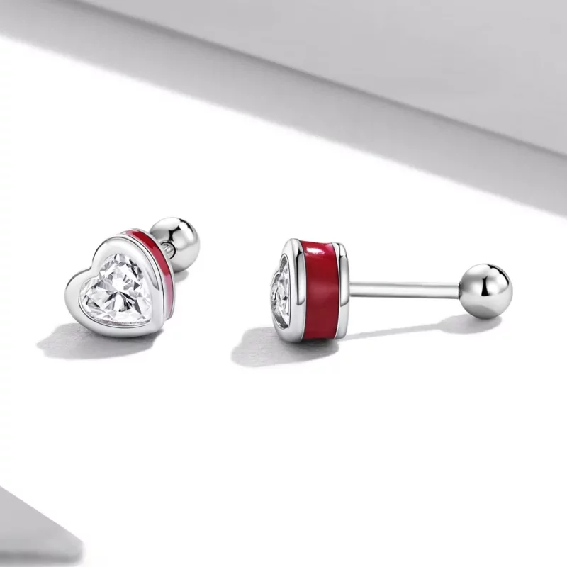 (imagen para) Pendientes de botón de estilo Pandora con diseño simple de amor - SCE1352-VT - Ver 3
