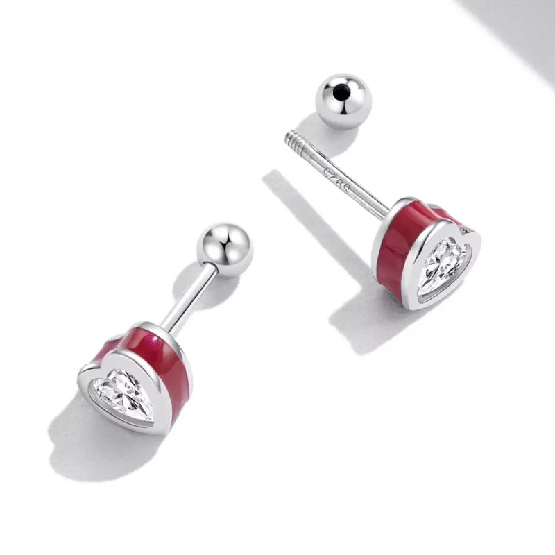(imagen para) Pendientes de botón de estilo Pandora con diseño simple de amor - SCE1352-VT - Ver 4