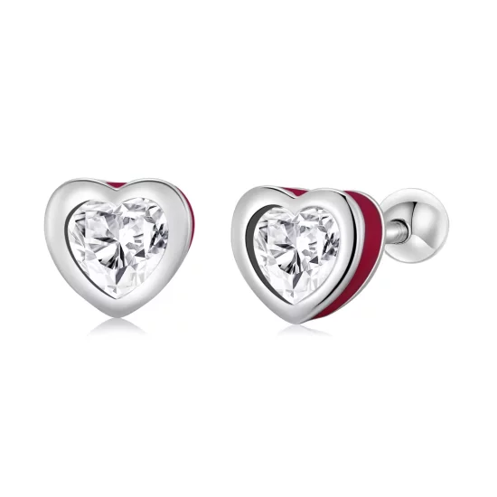 (imagen para) Pendientes de botón de estilo Pandora con diseño simple de amor - SCE1352-VT