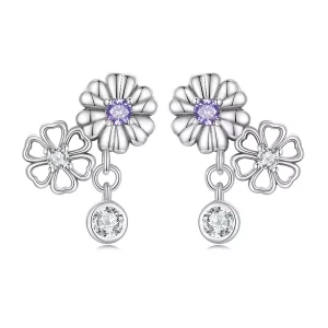(imagen para) Pendientes de botón de estilo Pandora con pequeñas margaritas - SCE1514